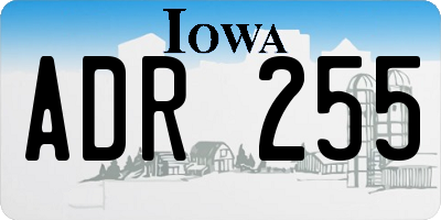 IA license plate ADR255