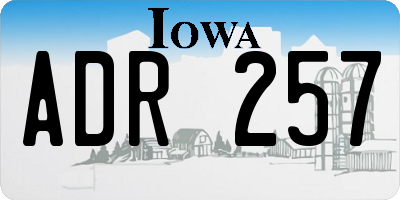 IA license plate ADR257
