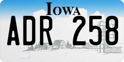 IA license plate ADR258