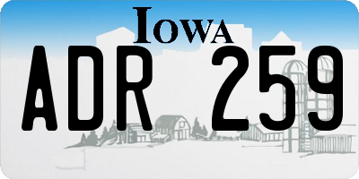 IA license plate ADR259