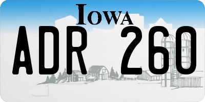 IA license plate ADR260