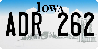 IA license plate ADR262