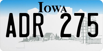 IA license plate ADR275
