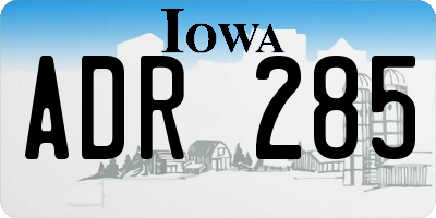IA license plate ADR285