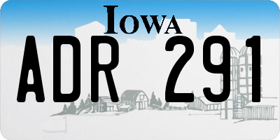 IA license plate ADR291