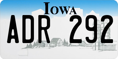 IA license plate ADR292