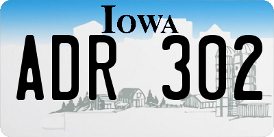 IA license plate ADR302