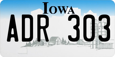 IA license plate ADR303