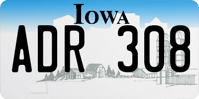 IA license plate ADR308