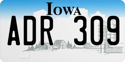 IA license plate ADR309