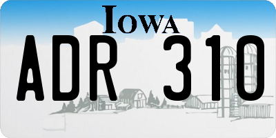 IA license plate ADR310