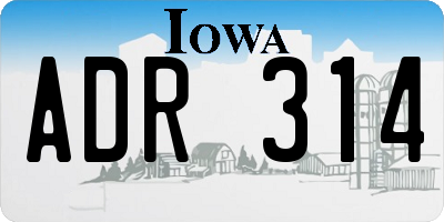 IA license plate ADR314