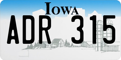 IA license plate ADR315