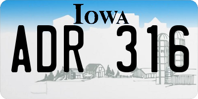 IA license plate ADR316