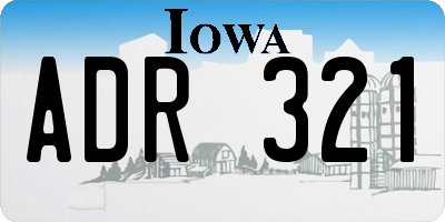 IA license plate ADR321