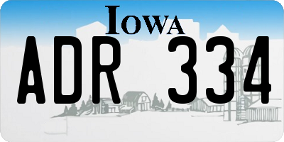 IA license plate ADR334