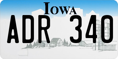 IA license plate ADR340