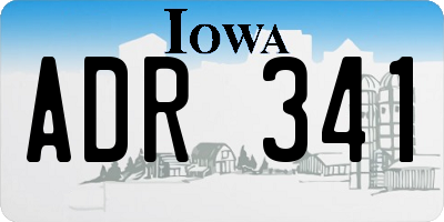 IA license plate ADR341