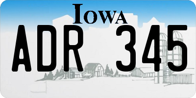 IA license plate ADR345