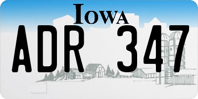 IA license plate ADR347