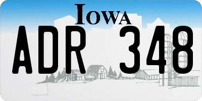 IA license plate ADR348