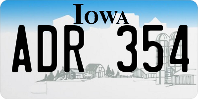 IA license plate ADR354