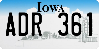 IA license plate ADR361