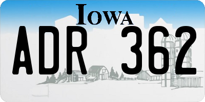 IA license plate ADR362