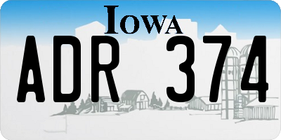 IA license plate ADR374
