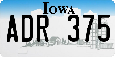 IA license plate ADR375