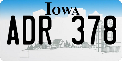 IA license plate ADR378
