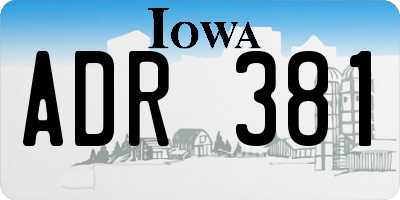 IA license plate ADR381