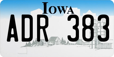 IA license plate ADR383