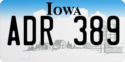 IA license plate ADR389