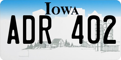 IA license plate ADR402
