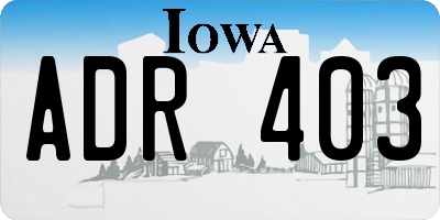 IA license plate ADR403
