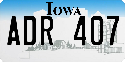 IA license plate ADR407