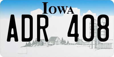 IA license plate ADR408