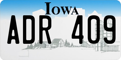 IA license plate ADR409