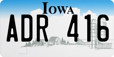 IA license plate ADR416
