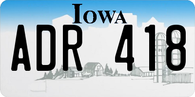 IA license plate ADR418