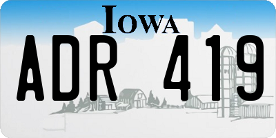 IA license plate ADR419