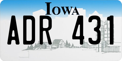 IA license plate ADR431