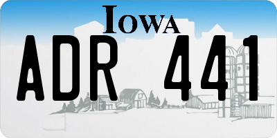 IA license plate ADR441