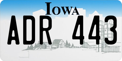 IA license plate ADR443