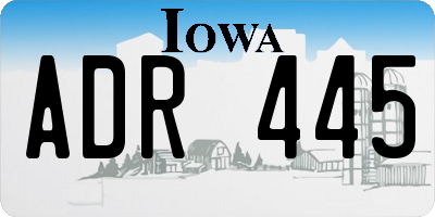 IA license plate ADR445