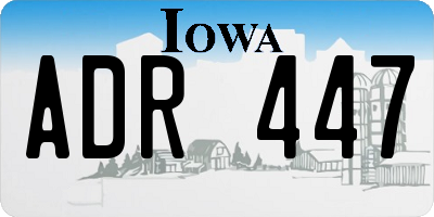 IA license plate ADR447