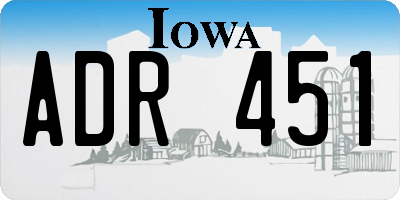 IA license plate ADR451