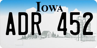 IA license plate ADR452