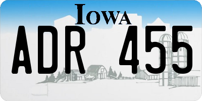 IA license plate ADR455
